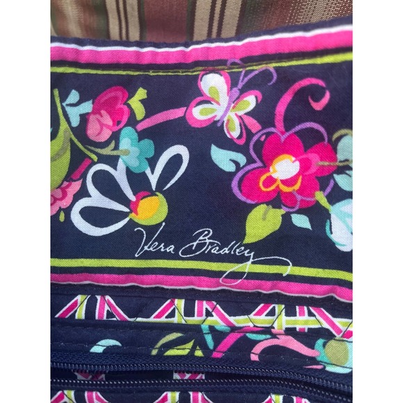 Vera Bradley Tote, Dark Blue with Floral Design, Large - Picture 8 of 11